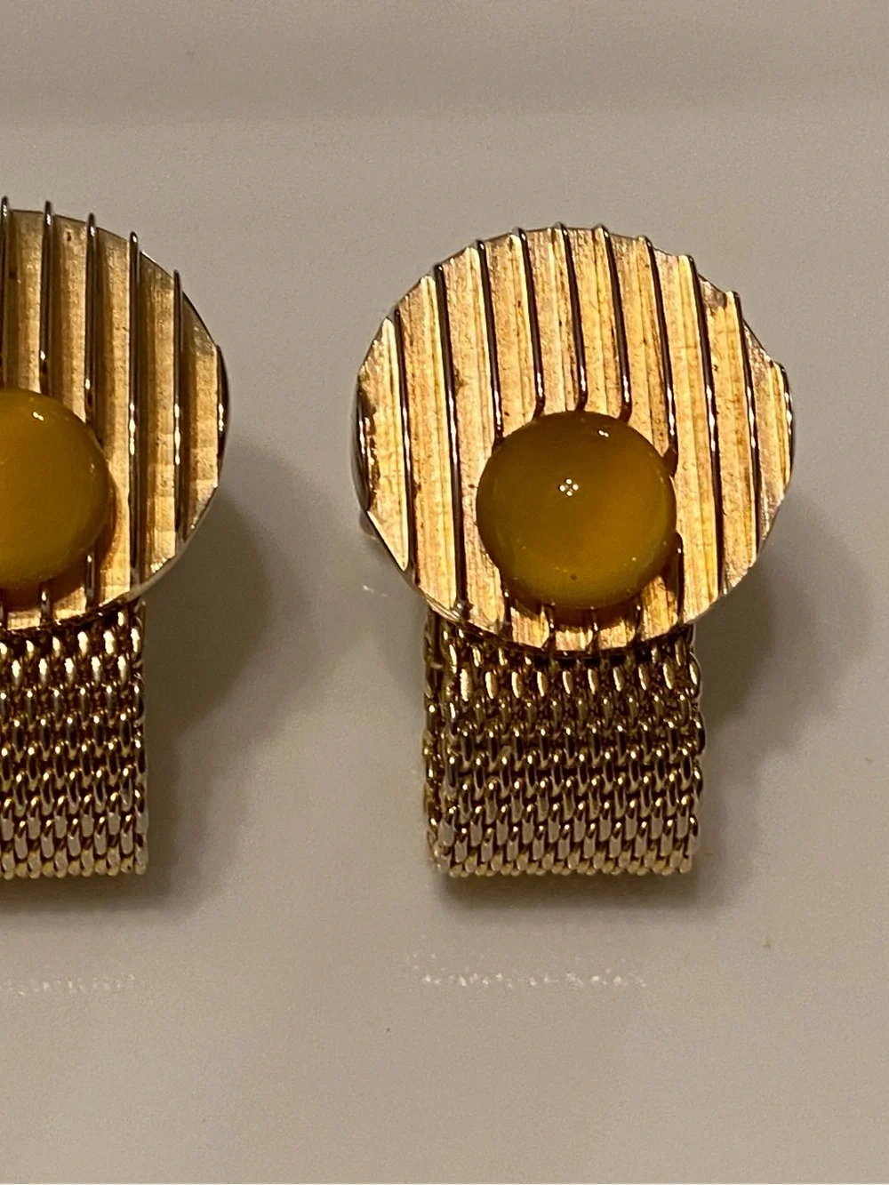 Gold-Tone Men's Cuff Links with Yellow Center